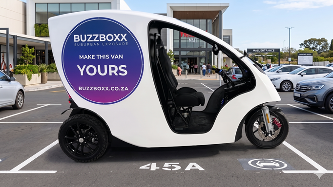 BuzzBoxx branded vehicle in the suburbs